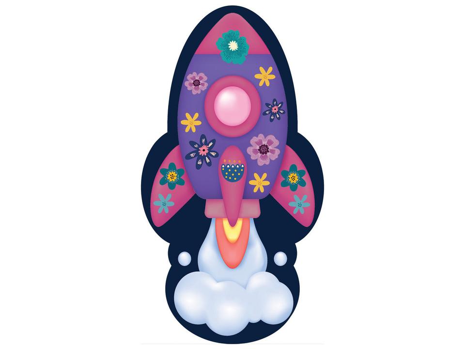 Imagination Graphic Rocketship Kids Area Rug in Multicolor