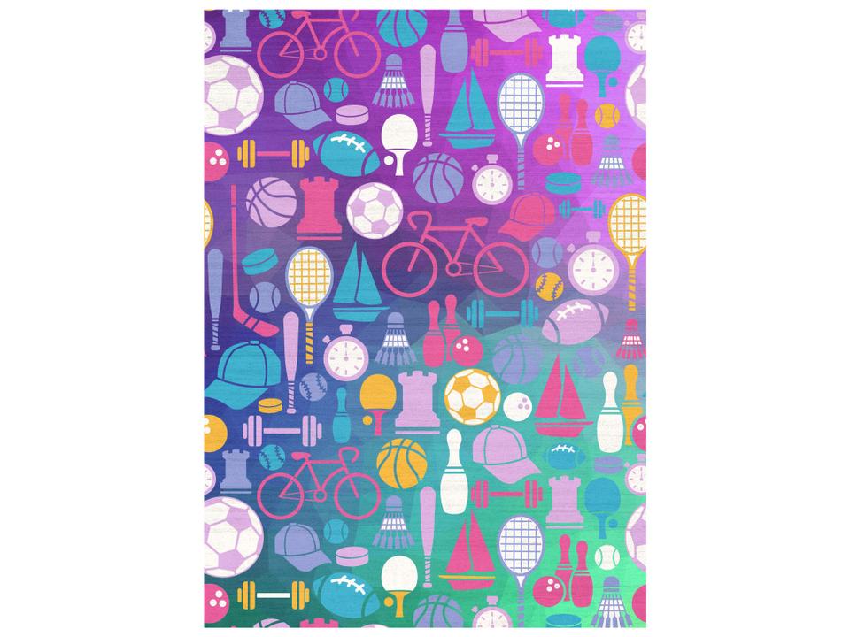 Imagination Graphic Kids Area Rug in Purple with Sports Design