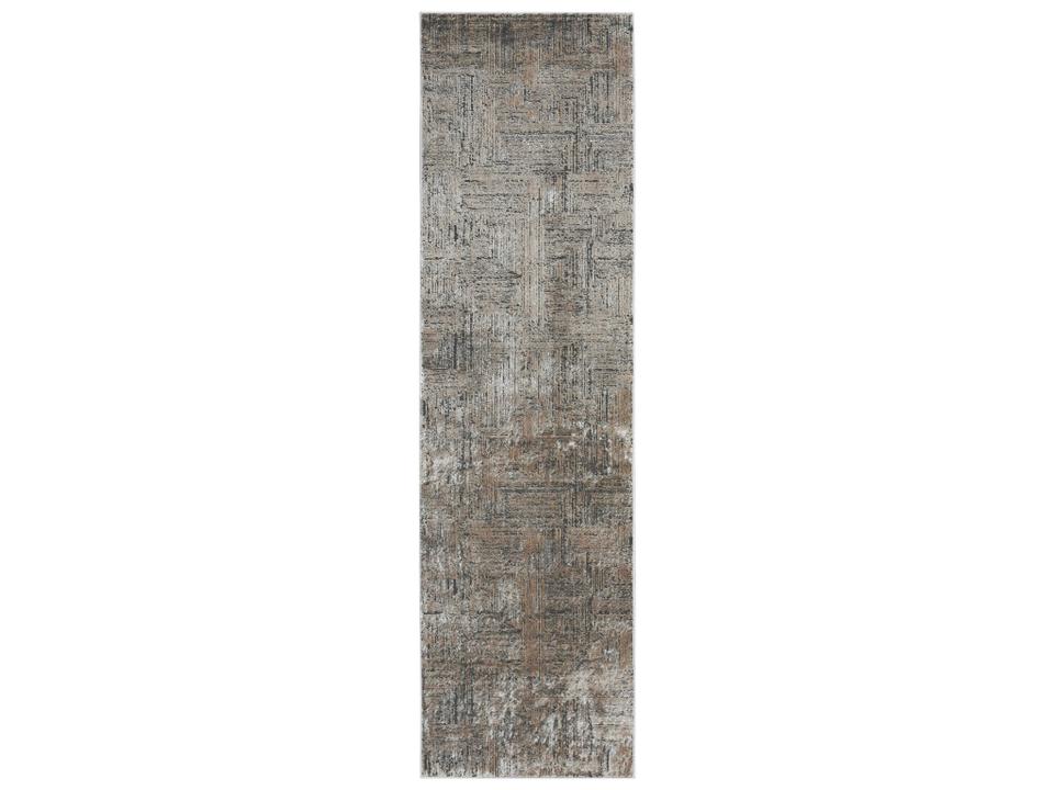 CK024 Irradiant Abstract Polyester Runner Rug Black Ivory