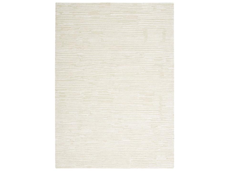 Calvin Klein Linear Striped Area Rug in Ivory Wool Blend