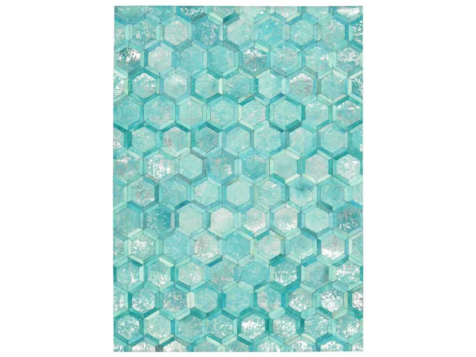 City Chic Geometric Area Rug in Hand-Made Hair-on-Hide Leather
