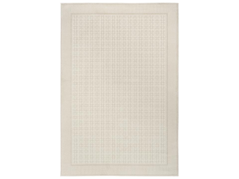 Nordic Geometric Area Rug in Ivory with High-Low Pile