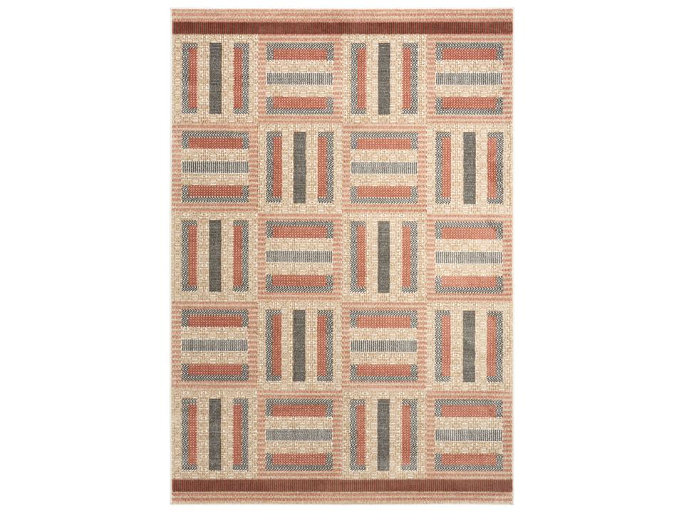 Nordic Geometric Multicolor Area Rug with High-Low Pile