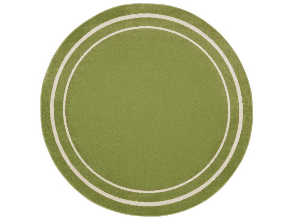 Essentials Green Ivory Round Indoor Outdoor Polypropylene Area Rug