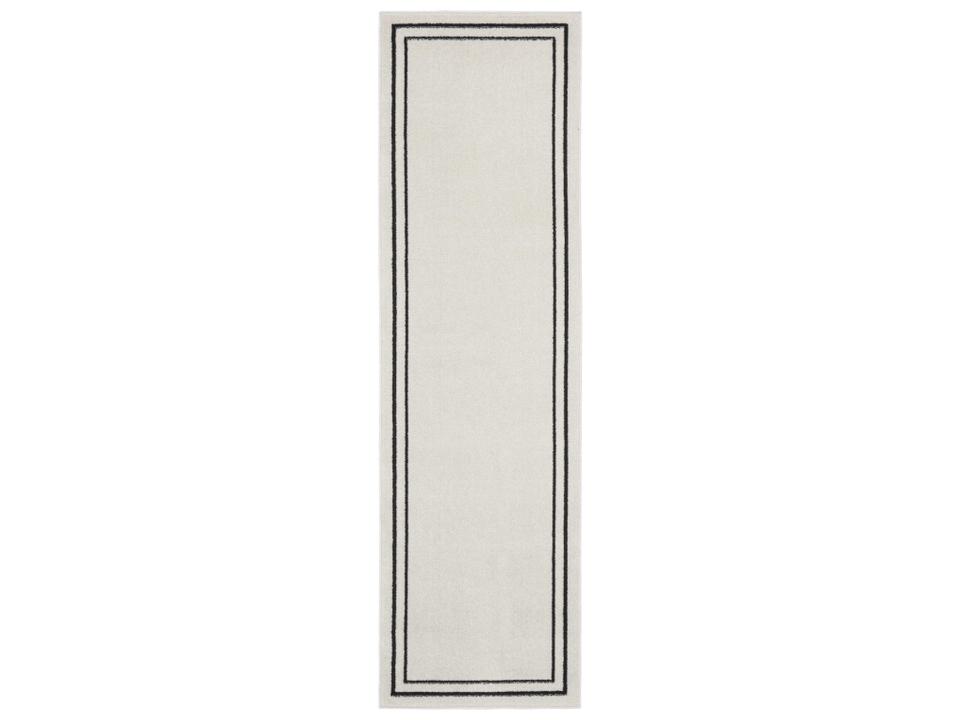 Essentials NRE02 Indoor Outdoor Polypropylene Runner Rug in Ivory Black