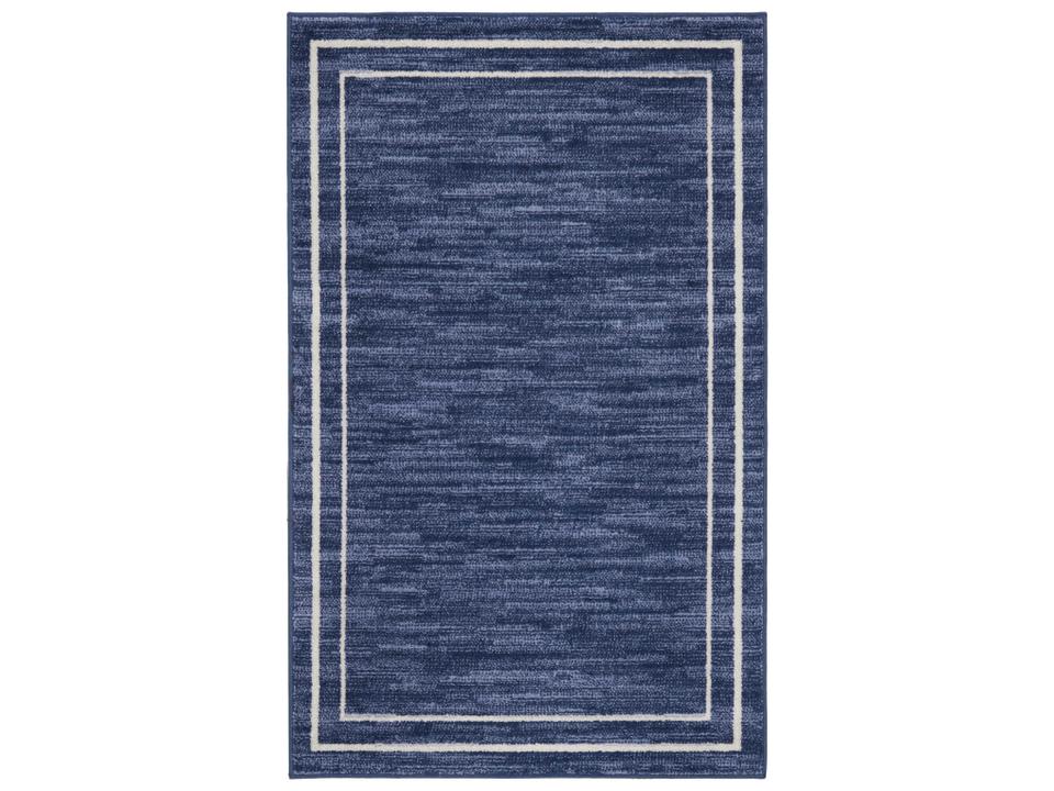 Essentials Contemporary Indoor Outdoor Area Rug in Navy and Ivory