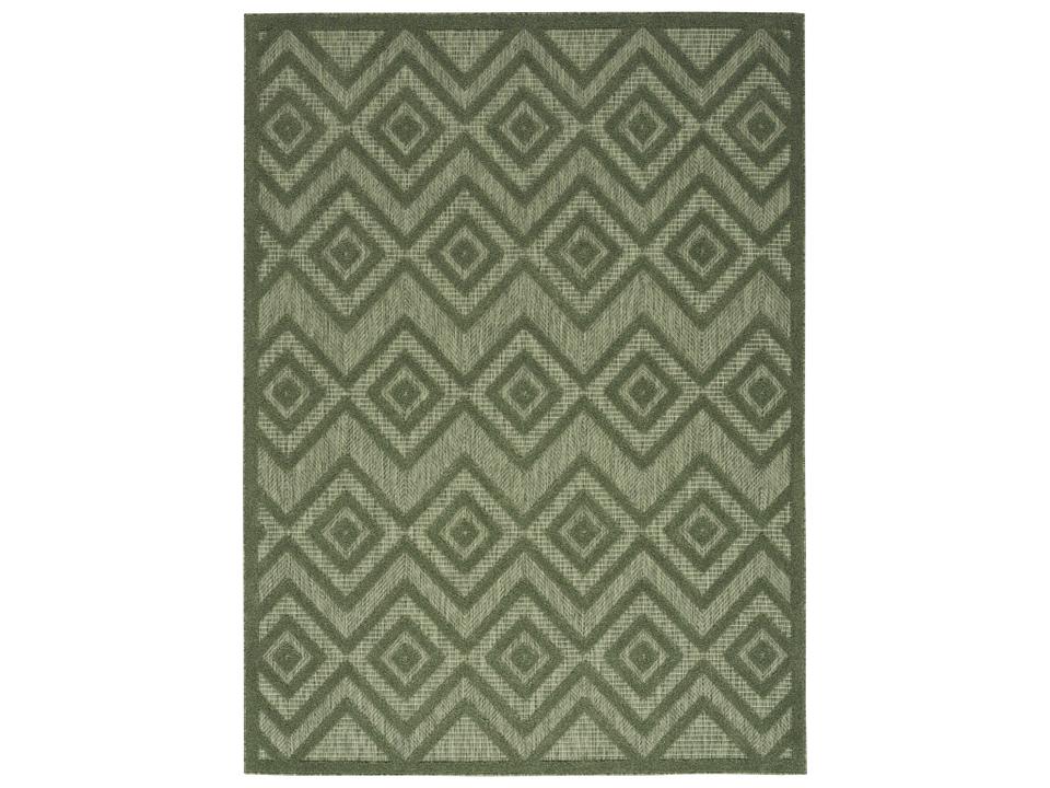 Versatile Indoor Outdoor Area Rug with Raised Diamond Design in Green