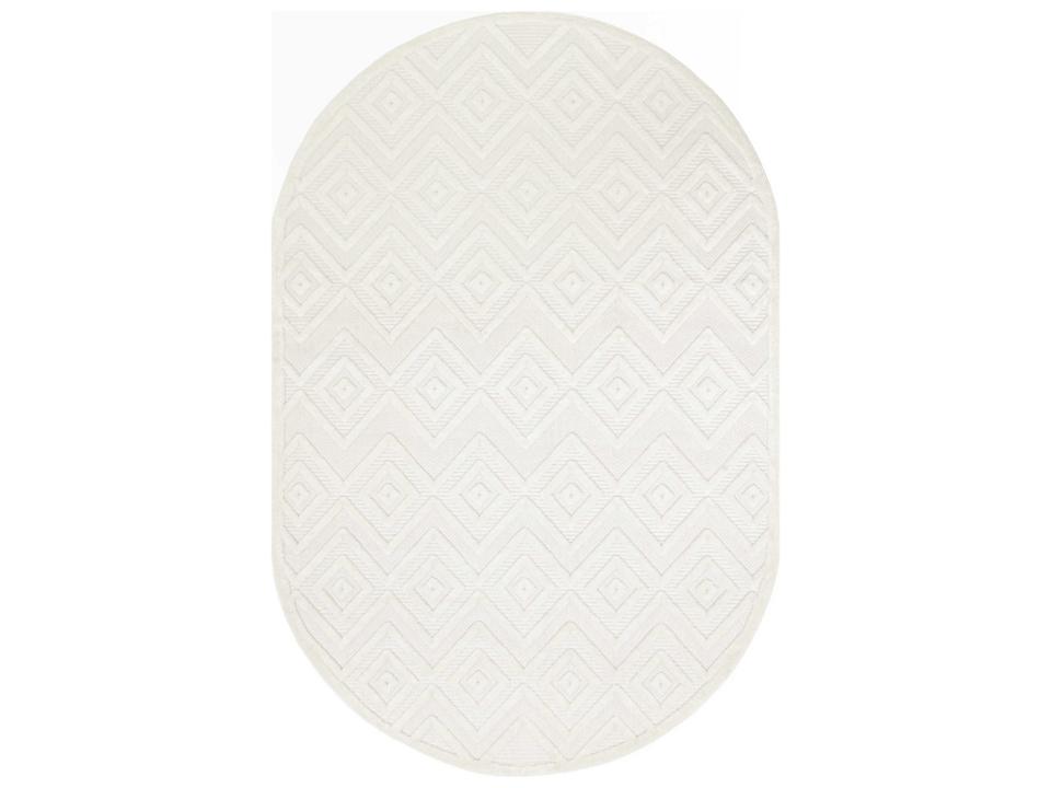 Versatile Collection 6x9 Oval Indoor Outdoor Area Rug in Ivory White