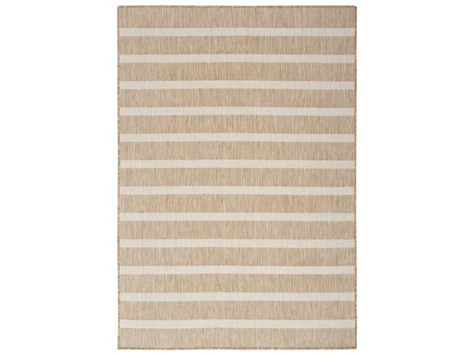 Positano Striped Indoor Outdoor Area Rug in Beige Ivory