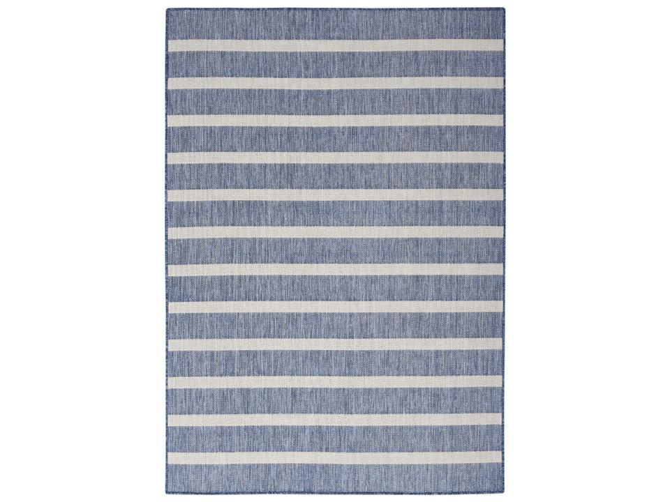 Positano Striped Polypropylene Indoor Outdoor Area Rug Navy Ivory
