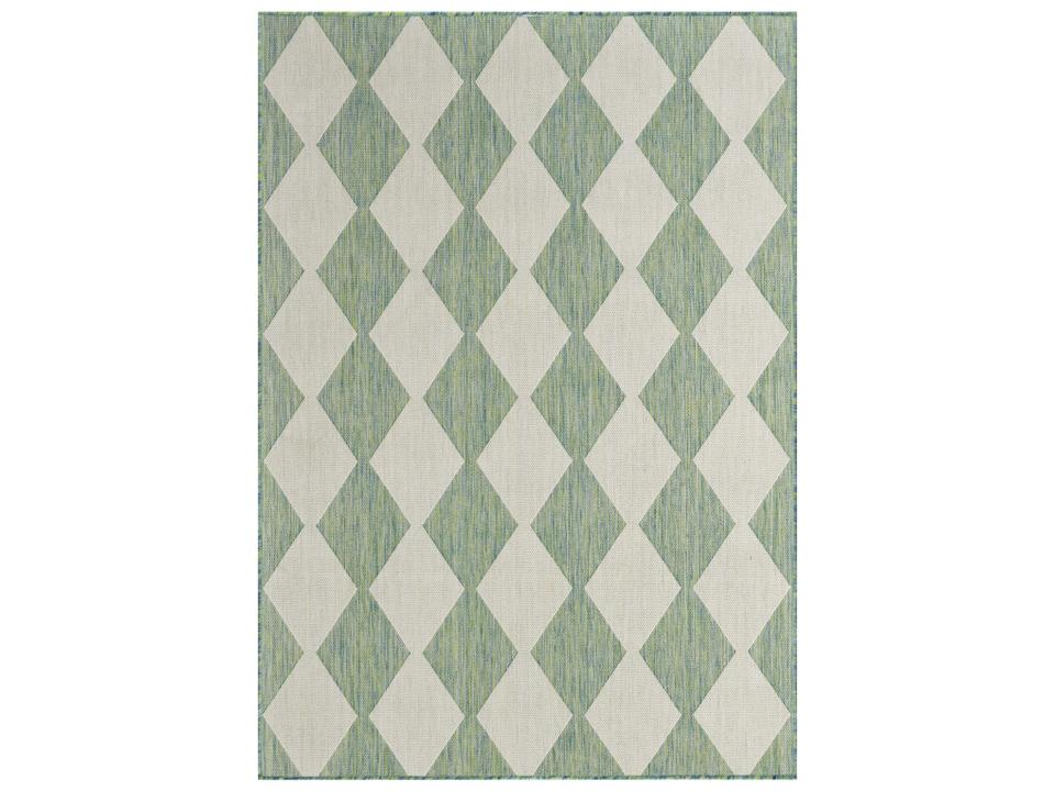 Positano Geometric Indoor Outdoor Area Rug in Blue Green