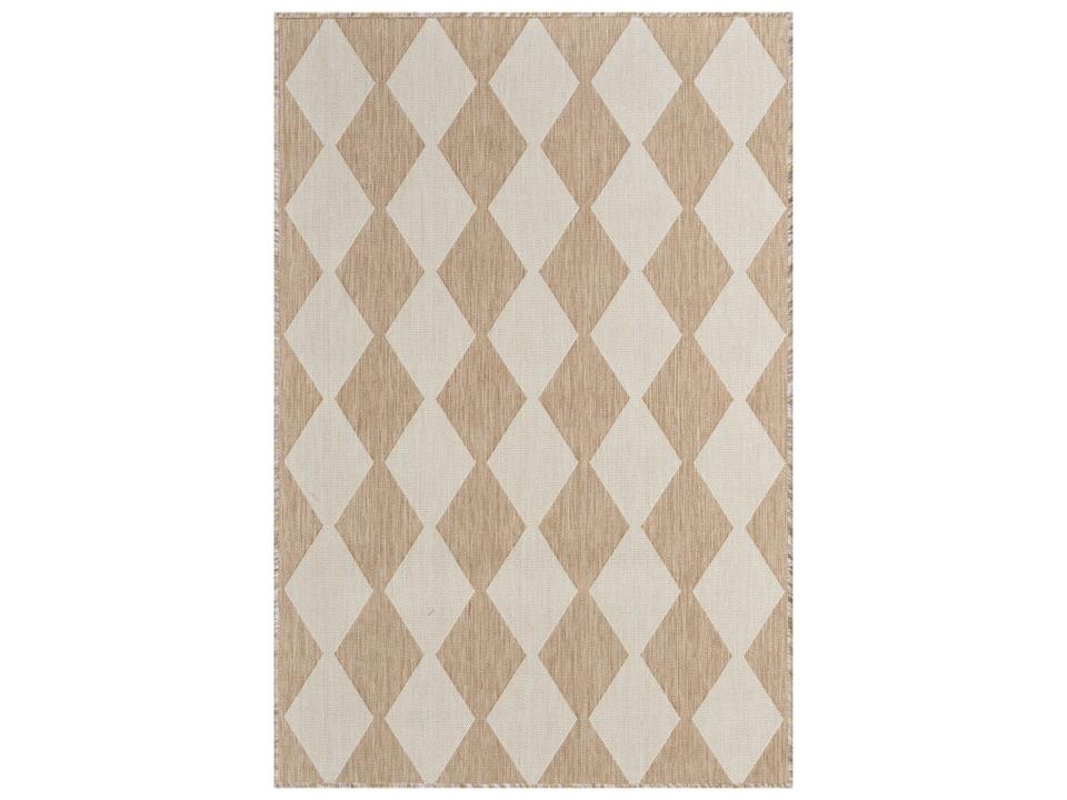 Positano POS04 Jute Indoor Outdoor Area Rug with Checkered Diamond Pattern