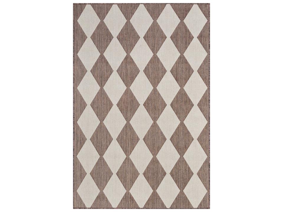 Positano Indoor Outdoor Flatweave Area Rug in Natural with Diamond Pattern