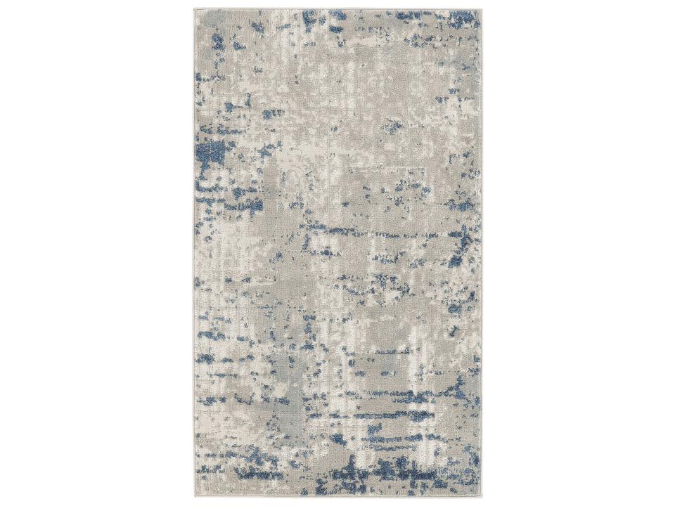 Quarry QUA01 Abstract Power-Loomed Area Rug Ivory Grey Blue