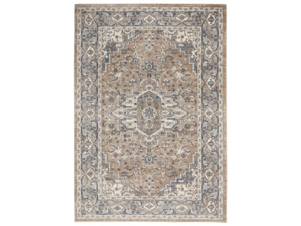 Quarry Traditional Persian Medallion Area Rug in Beige Grey