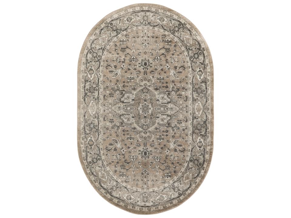 Quarry Bordered Traditional Area Rug in Beige Grey