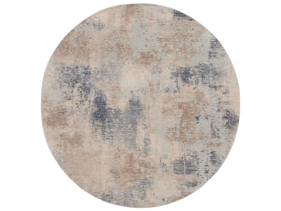 Rustic Textures RUS02 Abstract Beige Grey Round Area Rug