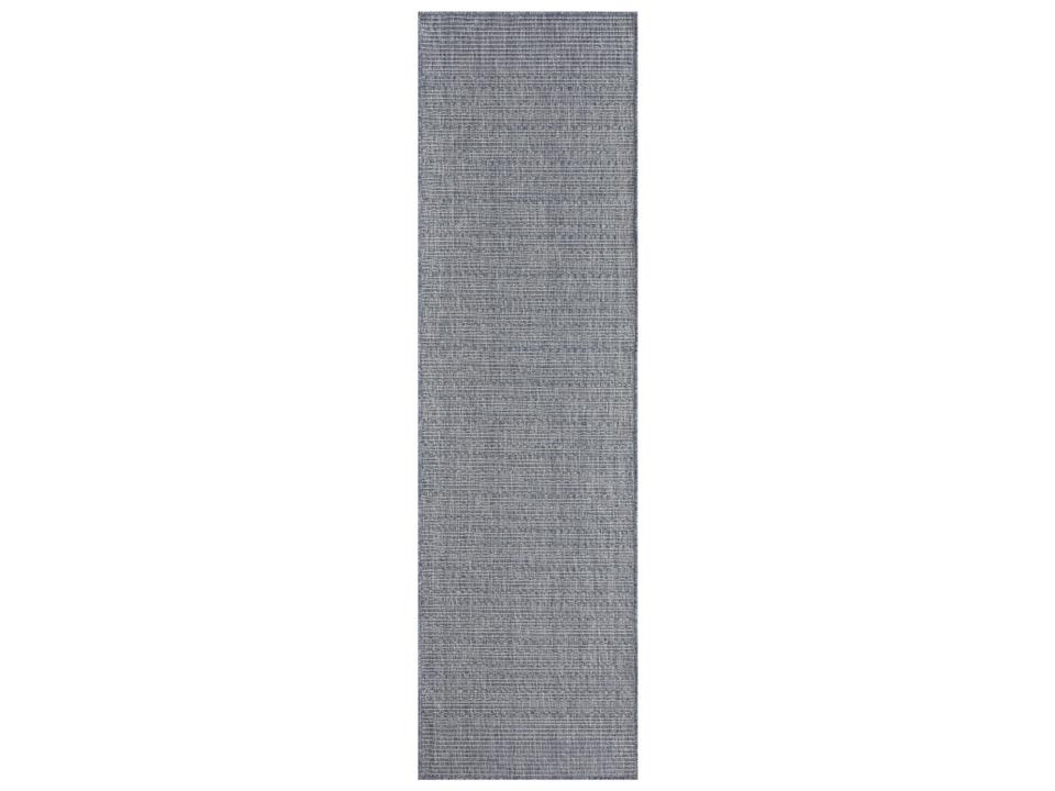Tulum Flatweave Abstract Runner Area Rug in Denim Blue