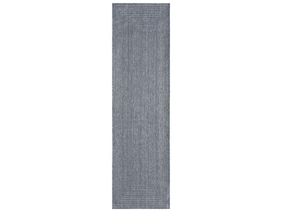 Tulum Flatweave Geometric Indoor Outdoor Area Rug in Denim