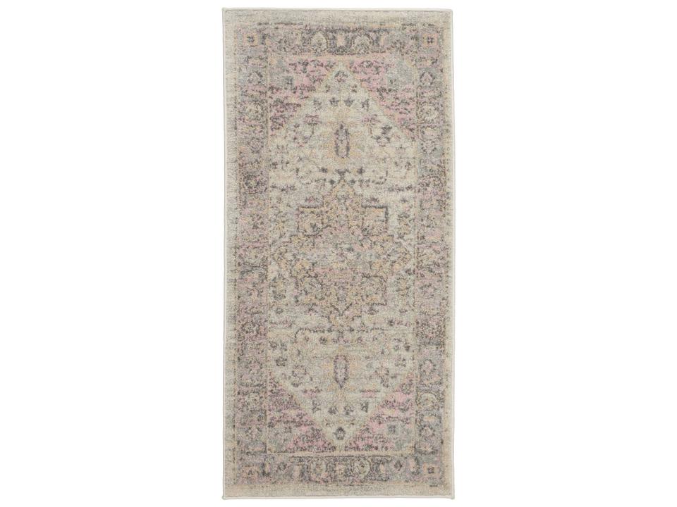 Tranquil Bordered Area Rug Ivory Pink Vintage Design