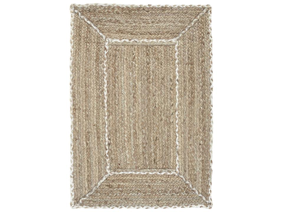 Terrazzo Jute Geometric Braided Flatweave Area Rug in Natural Grey