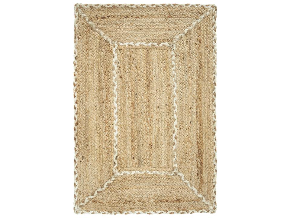 Terrazzo Jute Hand-Woven Braided Geometric Area Rug in Natural