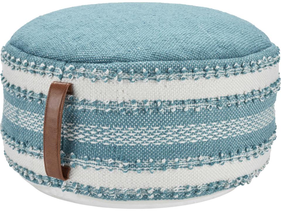 Outdoor Pillows Turquoise Blue Upholstered Ottoman Pouf