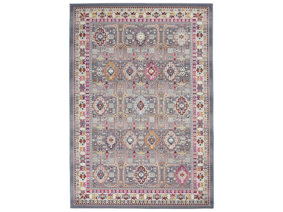 Vintage Kashan Bordered Area Rug Grey Multi