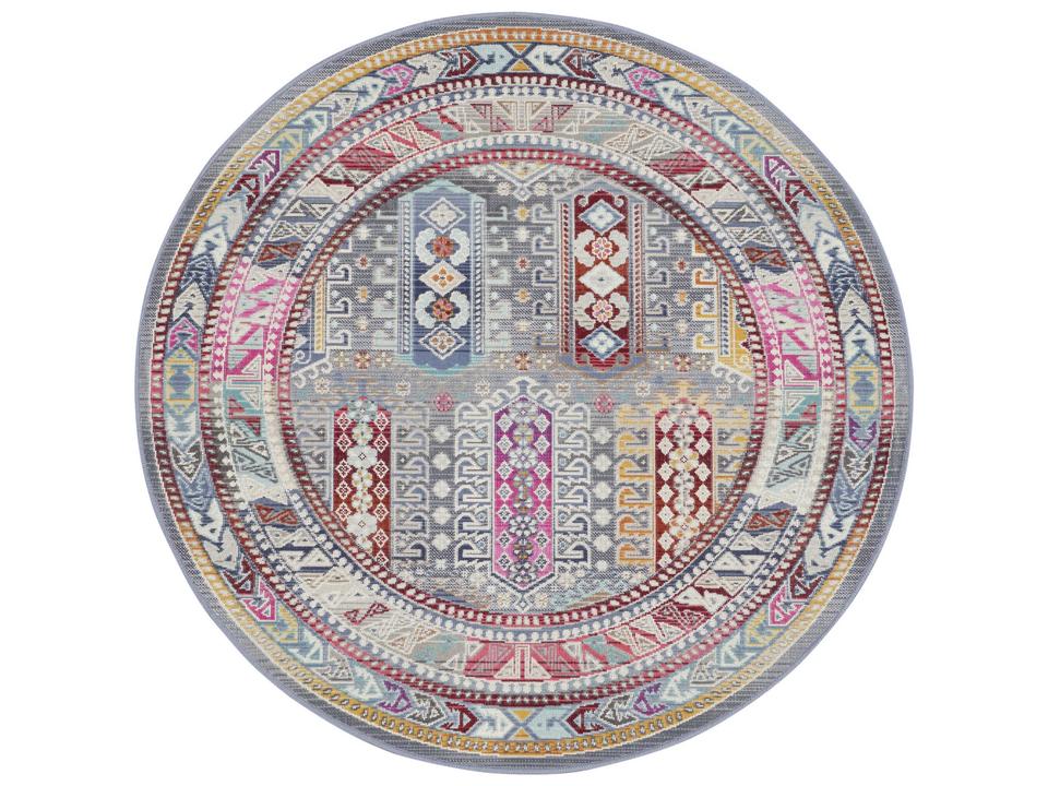 Vintage Kashan Bordered Area Rug in Grey Multi