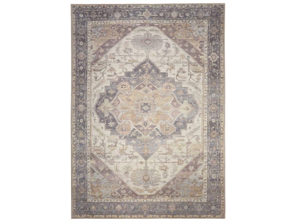 Vintage Washables Bordered Area Rug Ivory Purple