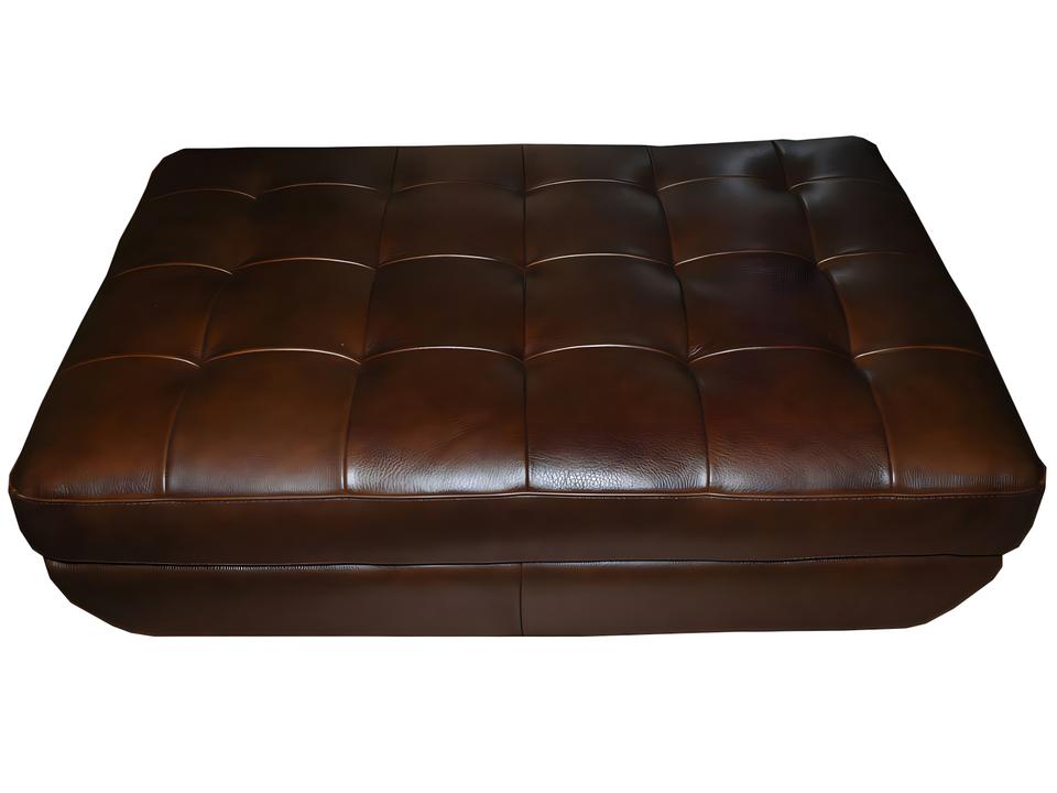Gaia Leather Ottoman with Tight Seat Cushion