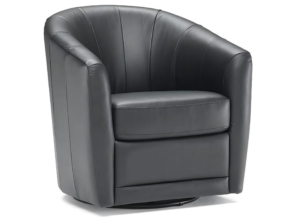 Giada Contemporary Leather Swivel Accent Chair