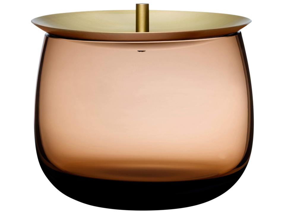 Beret Caramel Storage Box with Brass Lid by Sebastian Herkner