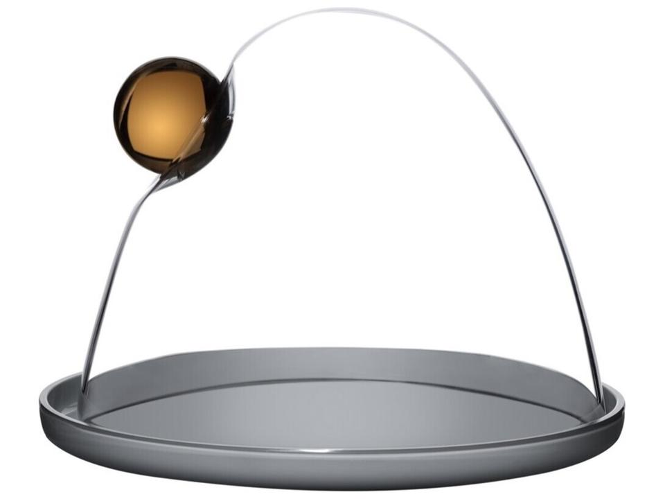 Juno Lead-Free Crystal Cake Dome in Opal Grey and Clear