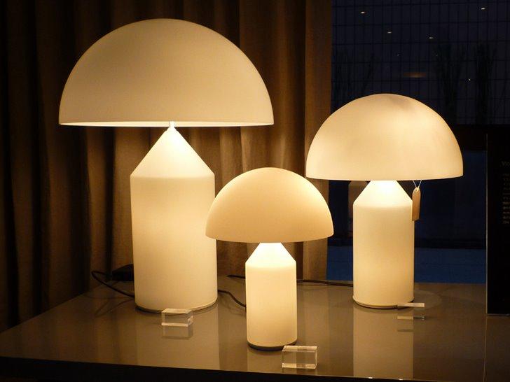 Atollo Large Opaque Opaline White Murano Glass Table Lamp by Vico Magistretti