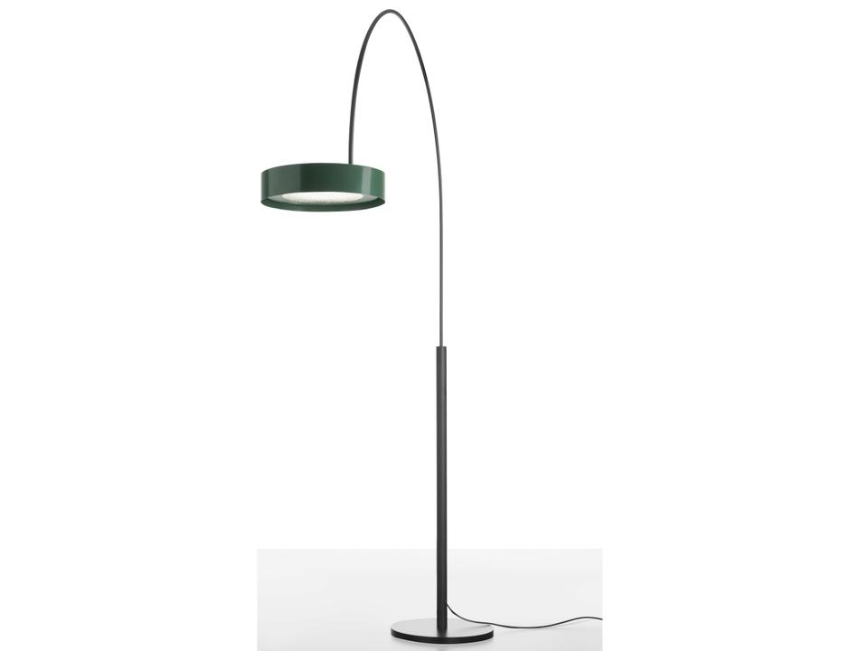 Berlin 1-Light Outdoor Arched Floor Lamp in Matte Black and Green