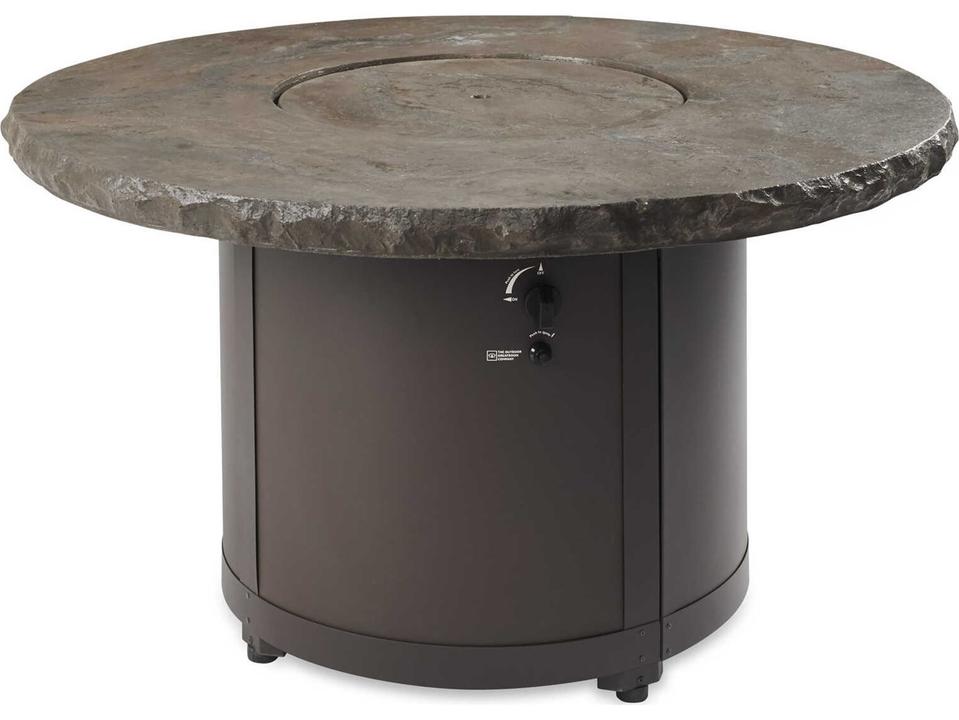 Beacon 48-Inch Round Supercast Concrete Fire Pit Table in Dora Brown