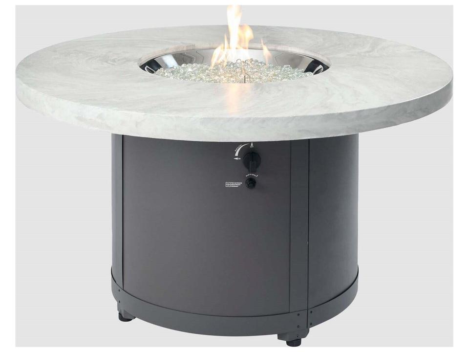 Beacon White Onyx Steel Round Fire Pit Table