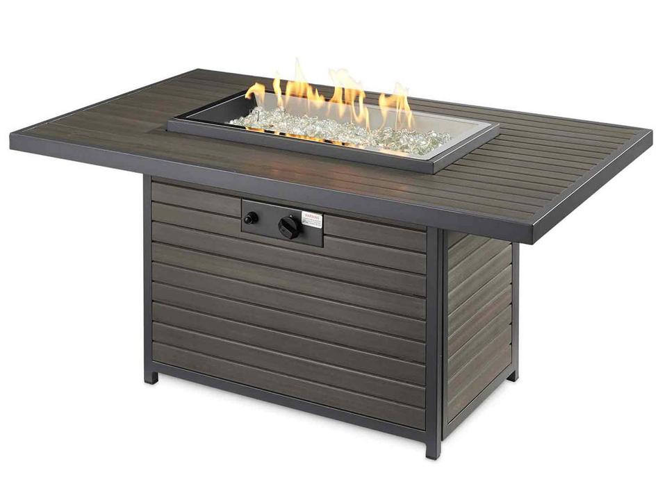 Brooks Rectangular Gas Fire Pit Table in Taupe and Graphite Grey