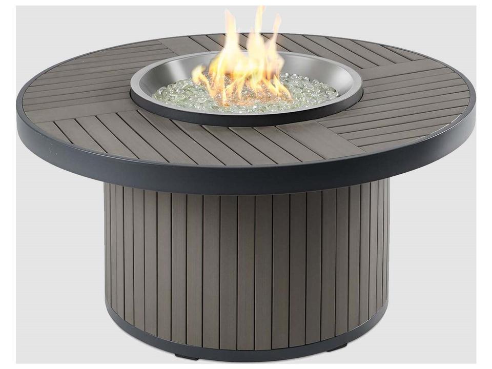 Brooks Taupe Wicker Round Fire Pit Table