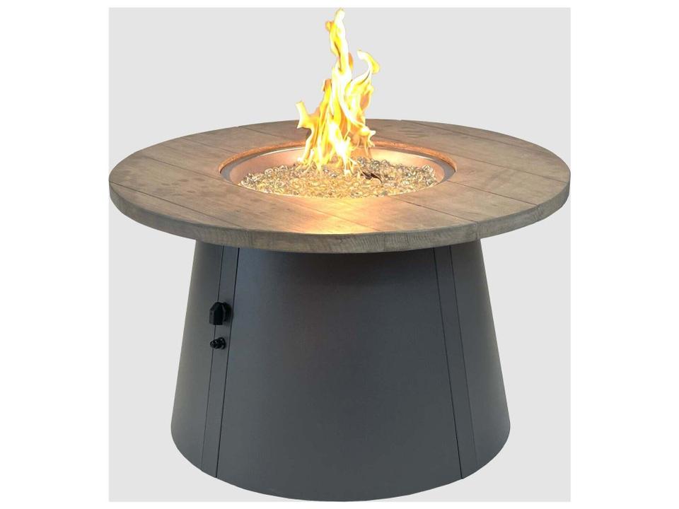 Cirvalo Smokey Oak Charcoal Grey Aluminum Round Fire Pit Table