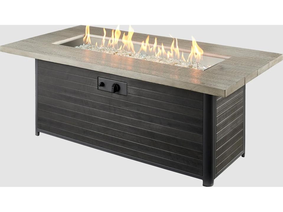 Cedar Ridge Rectangular Gas Fire Pit Table with Direct Spark Ignition