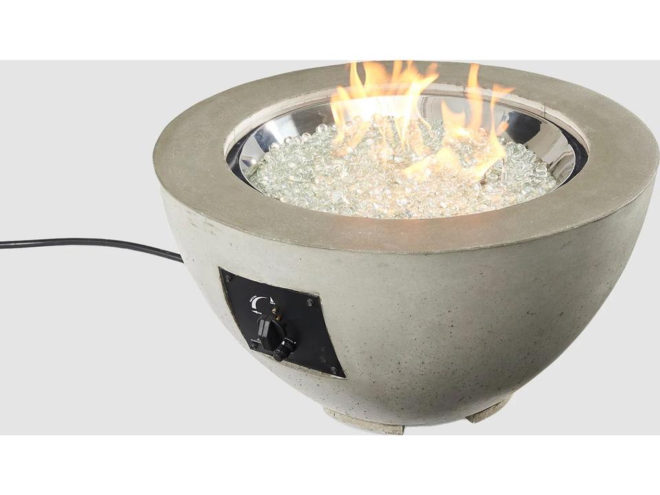 Cove 29 Inch Round Super Cast Concrete Gas Fire Pit Bowl in Natural Grey
