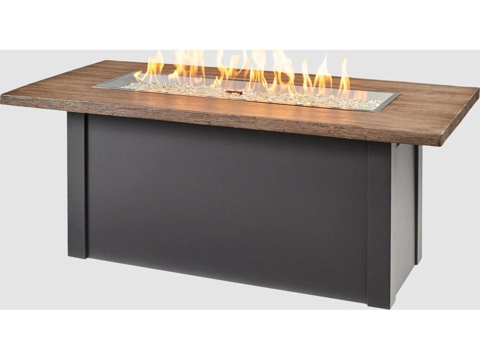Havenwood 62 Inch Rectangular Fire Pit Table with Driftwood Top