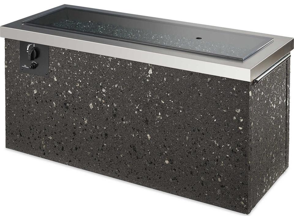 Key Largo Rectangular Stainless Steel Fire Pit Table with Grey Tereneo Base