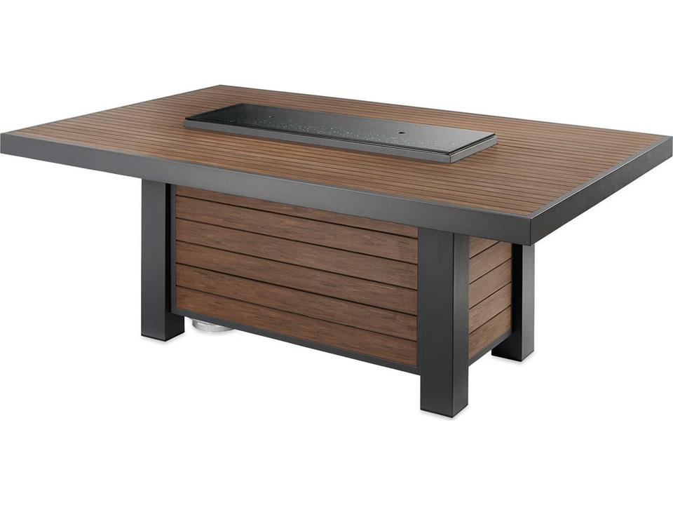Kenwood Rectangular Dining Height Fire Pit Table Graphite Grey