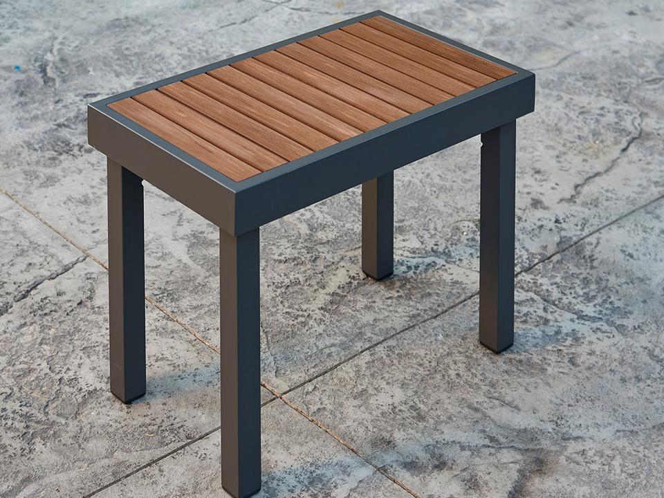 Kenwood Aluminum Short Bench in Graphite Grey with Brown Composite Decking