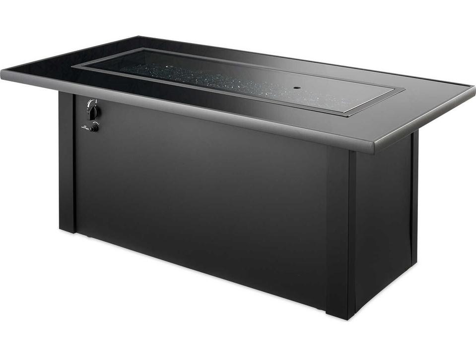 Monte Carlo Rectangular Fire Pit Table with Black Glass Top