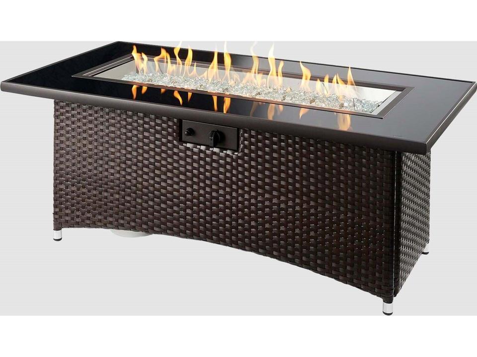 Balsam Wicker Rectangular Fire Pit Table