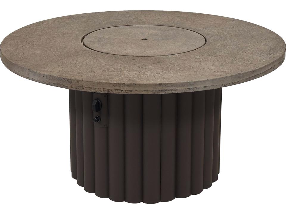 Reverie 48-Inch Round Fire Pit Table with Fossil Brown Supercast Top